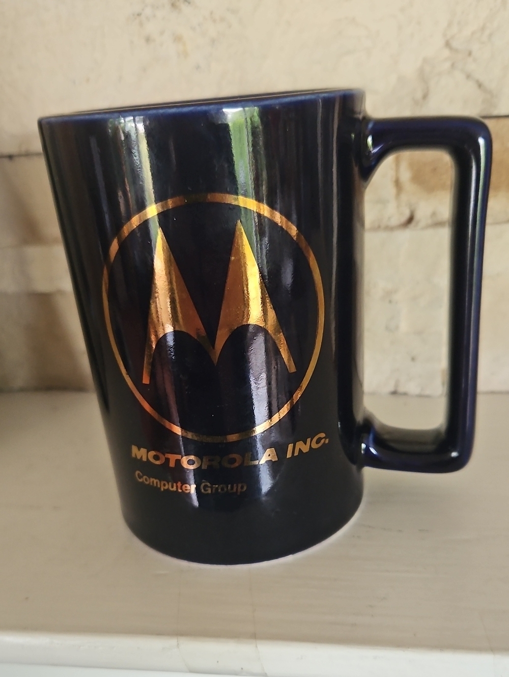 Motorola Cobalt Blue and Gold Logo Ceramic Mug.